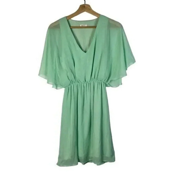 Everly Mint Pastel Green Short Sleeve Fit & Flare Mini Dress S - Picture 1 of 3